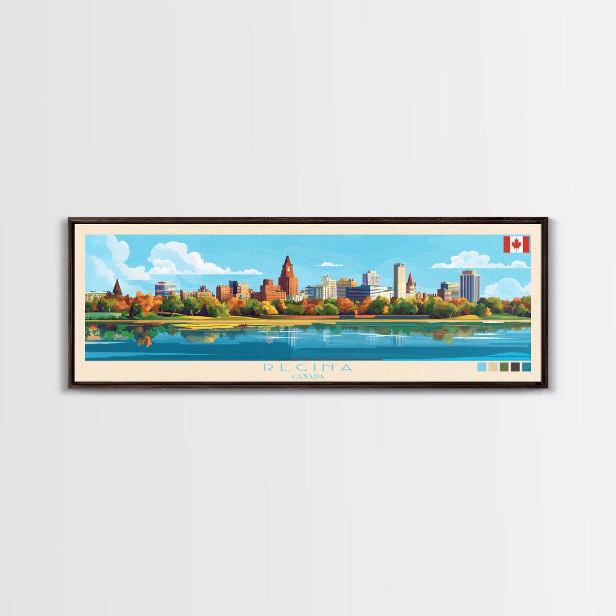 Regina, Canada Panoramic Travel Poster Canvas Print, Regina, Canada Painting, Canada Art, Regina Panoramic Travel Art, Travel Painting