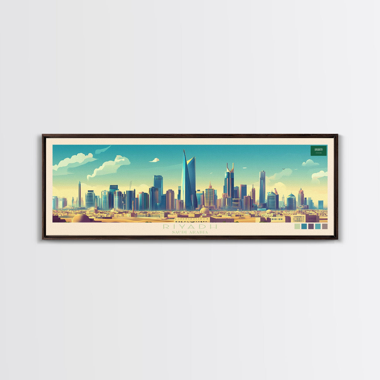 Panoramic Travel Poster Riyadh, Saudi Arabia Canvas Print, Riyadh, Saudi Arabia Painting, Saudi Arabia Art, Riyadh Travel Art, Guest Room Painting