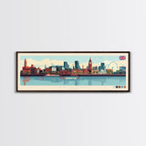 Salford, England Panoramic Travel Poster Canvas Print, Salford, England Painting, England Art, Salford Travel Art, Guest Room Painting