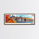 Sherbrooke, Canada Panoramic Travel Poster Canvas Print, Sherbrooke, Canada Painting, Canada Art, Sherbrooke Panoramic Travel Art, Travel Painting