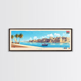 Suez, Egypt Travel Poster Panoramic Canvas Print, Suez, Egypt Painting, Egypt Art, Suez Travel Art, Guest Room Painting