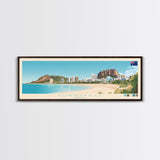 Townsville, Australia Panoramic Travel Poster Canvas Print, Townsville, Australia Painting, Australia Art, Townsville Panoramic Travel Art, Travel Painting