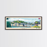 Truro, England Panoramic Travel Poster Canvas Print, Truro, England Painting, England Art, Truro Travel Art, Living Room Painting