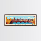 Worcester, England Panoramic Travel Poster Canvas Print, Worcester, England Painting, England Art, Worcester Travel Art, Guest Room Painting