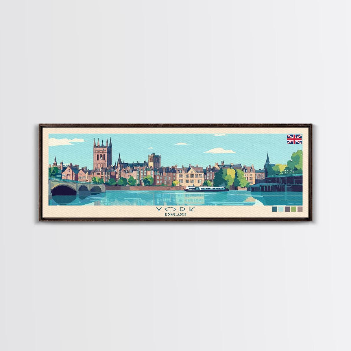 Panoramic Travel Poster York, England Canvas Print, York, England Painting, England Art, York Travel Art, Guest Room Painting