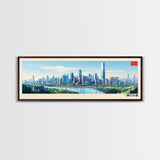 Zhengzhou, China Panoramic Travel Poster Canvas Print, Zhengzhou, China Painting, China Art, Zhengzhou Travel Art, Living Room Painting