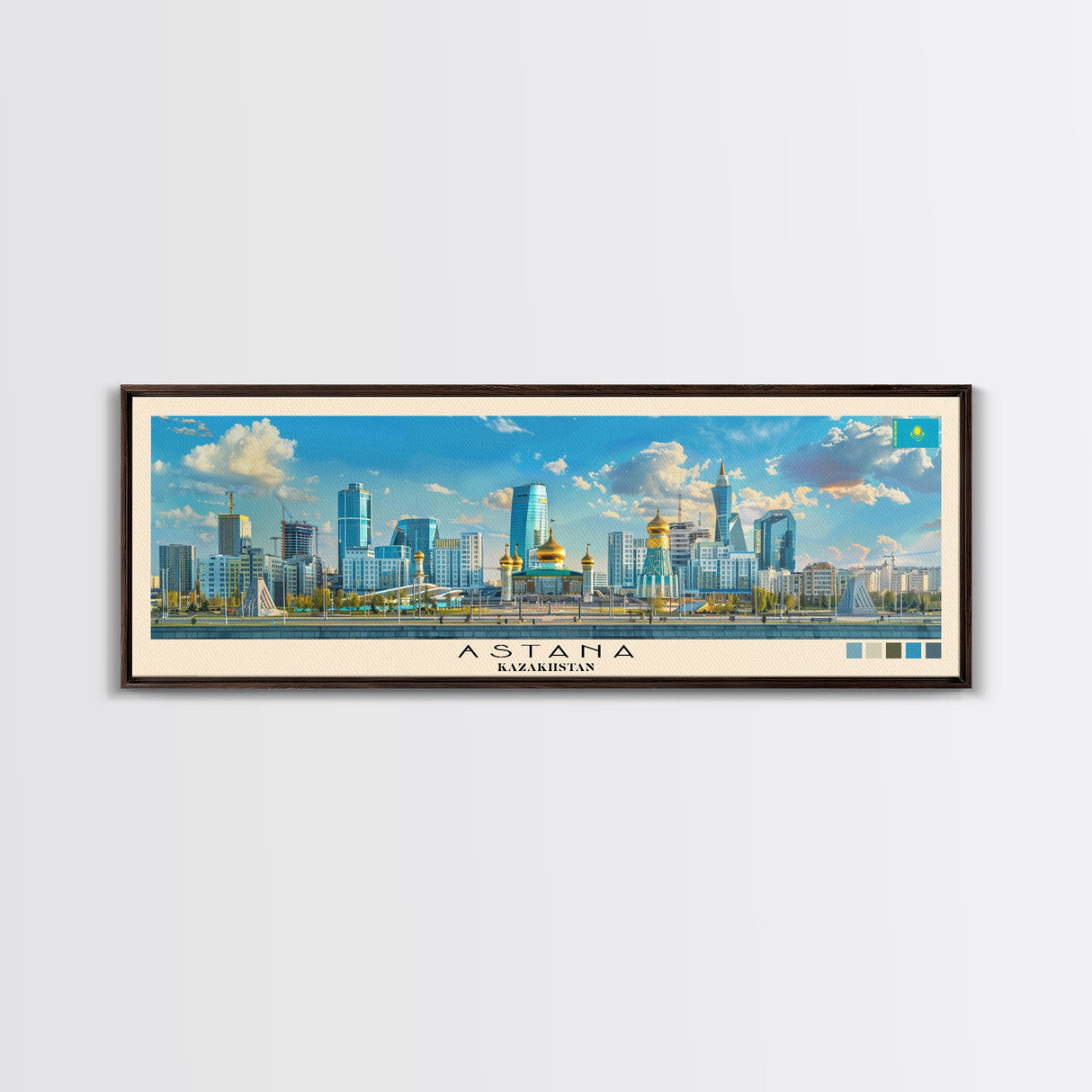 Astana, Kazakhstan Panoramic Canvas Print, Astana, Kazakhstan Painting, Kazakhstan Art, Astana Travel Poster, Travel Art, Vacation Gift