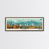 Almaty, Kazakhstan Panoramic Canvas Print, Almaty, Kazakhstan Painting, Kazakhstan Art, Almaty Travel Poster, Travel Art, Living Room Painting