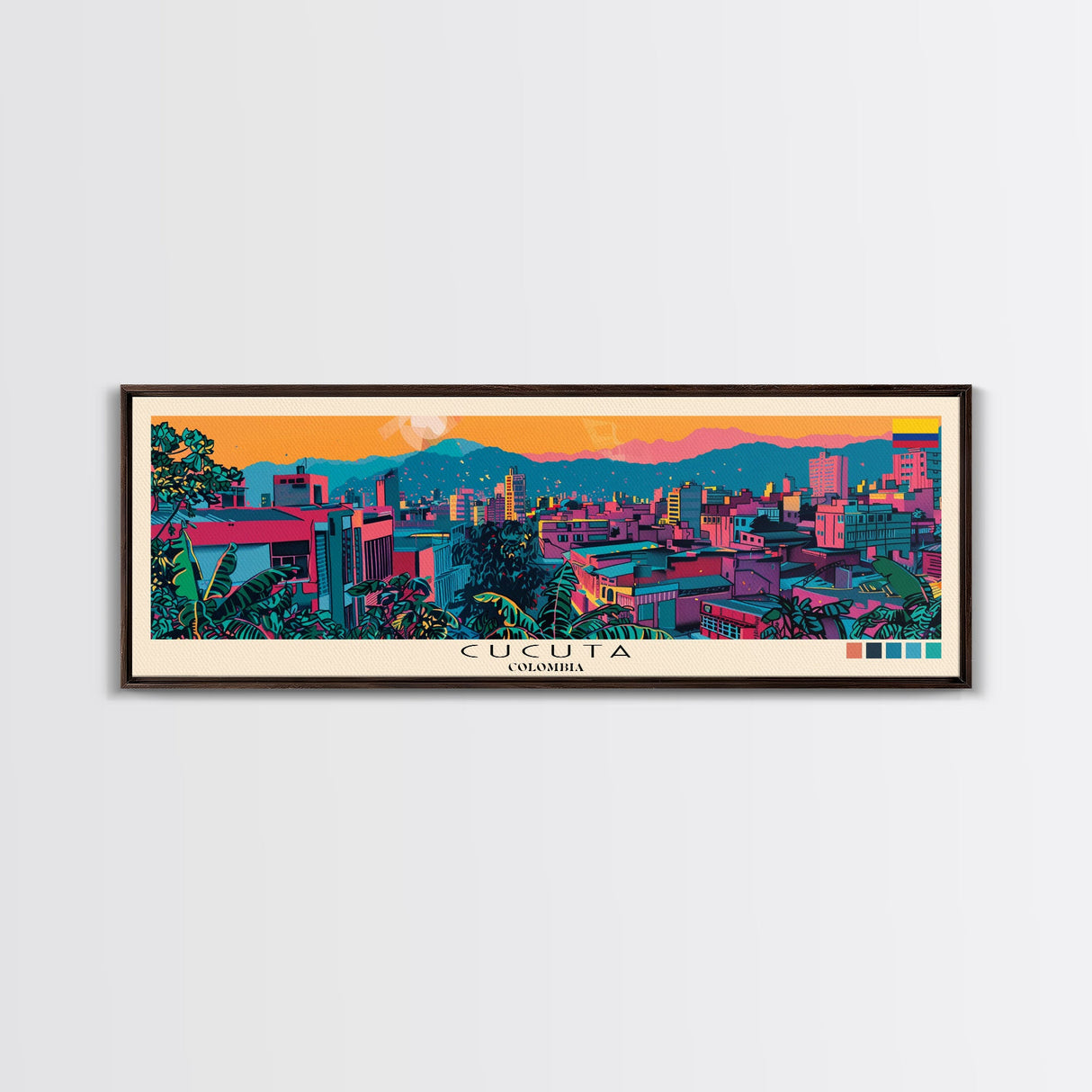 Cucuta, Colombia Panoramic Canvas Print, Cucuta, Colombia Painting, Colombia Art, Cucuta Travel Poster, Travel Art, Guest Room Painting