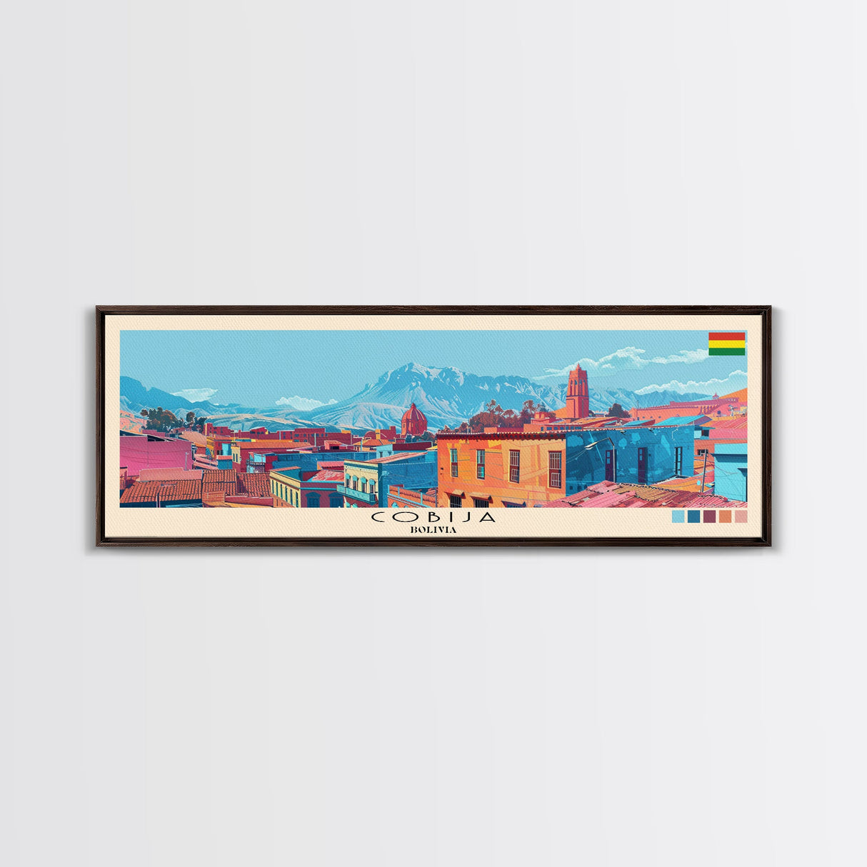 Cobija, Bolivia Panoramic Canvas Print, Cobija, Bolivia Painting, Bolivia Art, Cobija Travel Poster, Travel Art, Vacation Gift