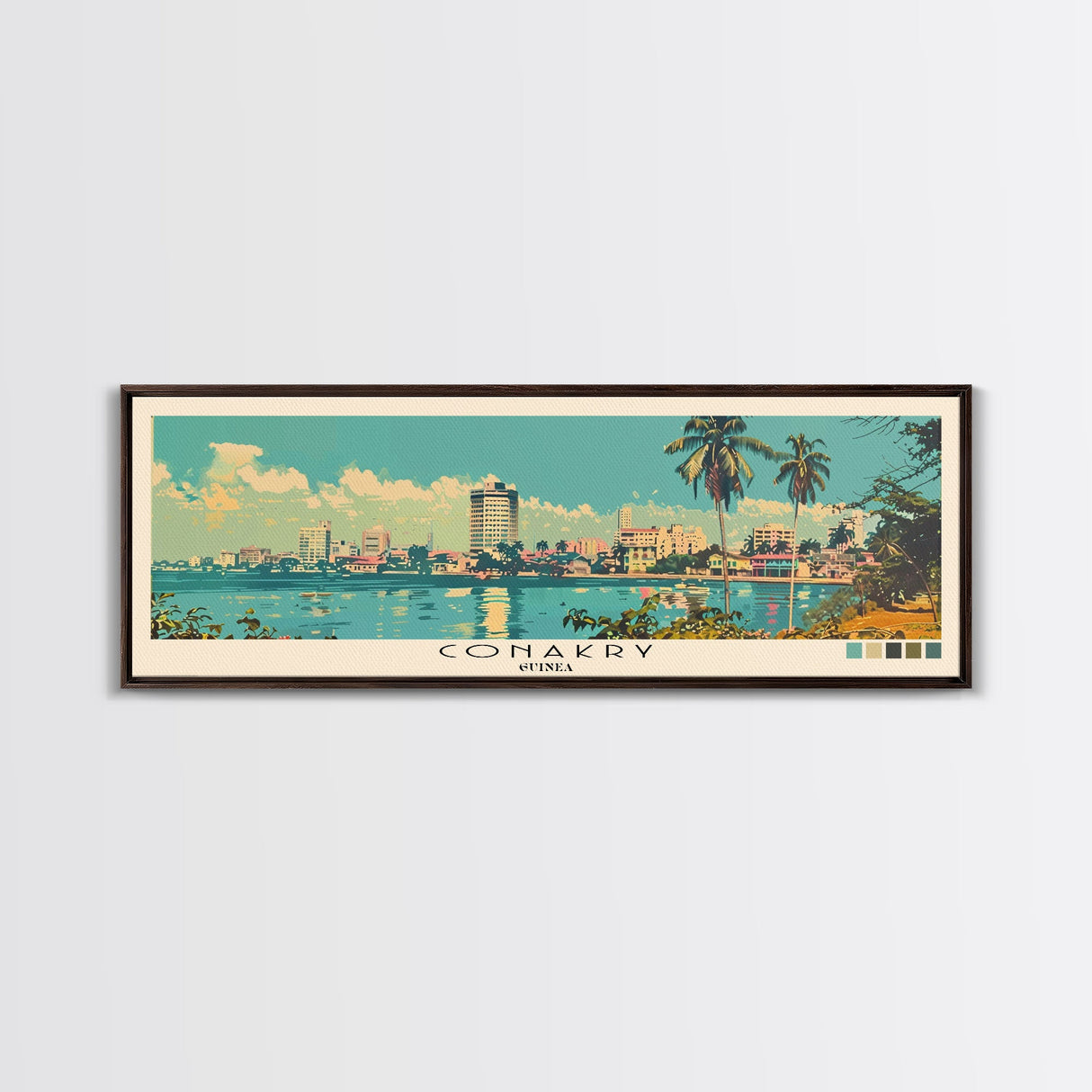 Conakry, Guinea Panoramic Canvas Print, Conakry, Guinea Painting, Guinea Art, Conakry Travel Poster, Travel Art, Vacation Gift