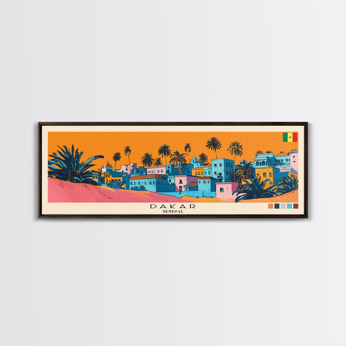 Dakar, Senegal Panoramic Canvas Print, Dakar, Senegal Painting, Senegal Art, Dakar Travel Poster, Travel Art, Vacation Gift