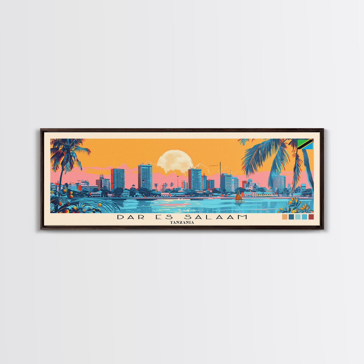 Dar es Salaam, Tanzania Panoramic Canvas Print, Dar es Salaam, Tanzania Painting, Tanzania Art, Dar es Salaam Travel Poster, Travel Art, Living Room Painting