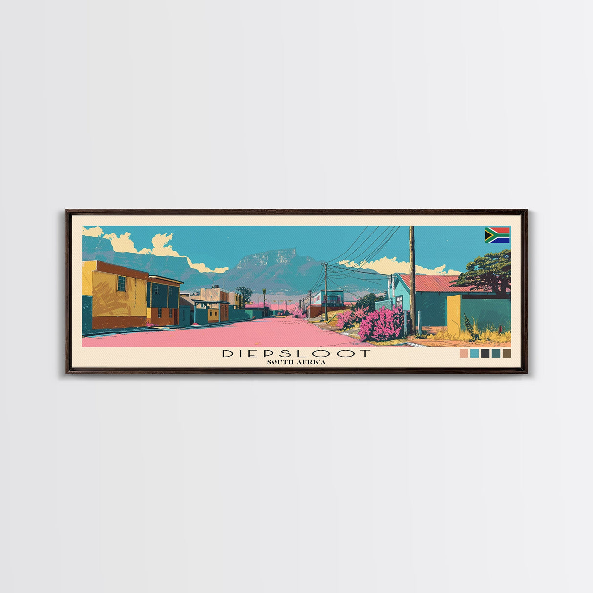 Diepsloot, South Africa Panoramic Canvas Print, Diepsloot, South Africa Painting, South Africa Art, Diepsloot Travel Poster, Travel Art, Guest Room Painting