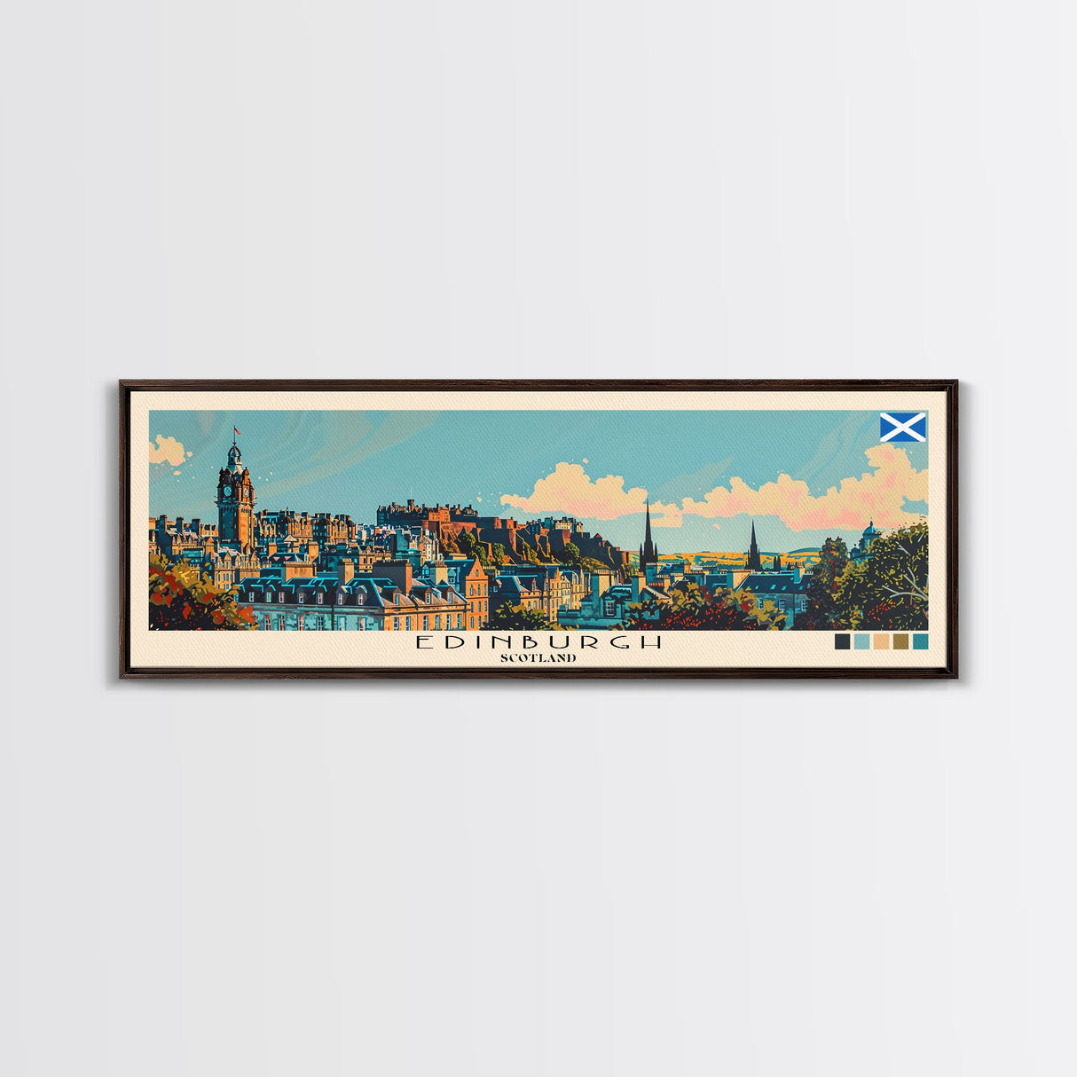 Edinburgh, Scotland Panoramic Canvas Print, Edinburgh, Scotland Painting, Scotland Art, Edinburgh Travel Poster, Travel Art, Vacation Gift