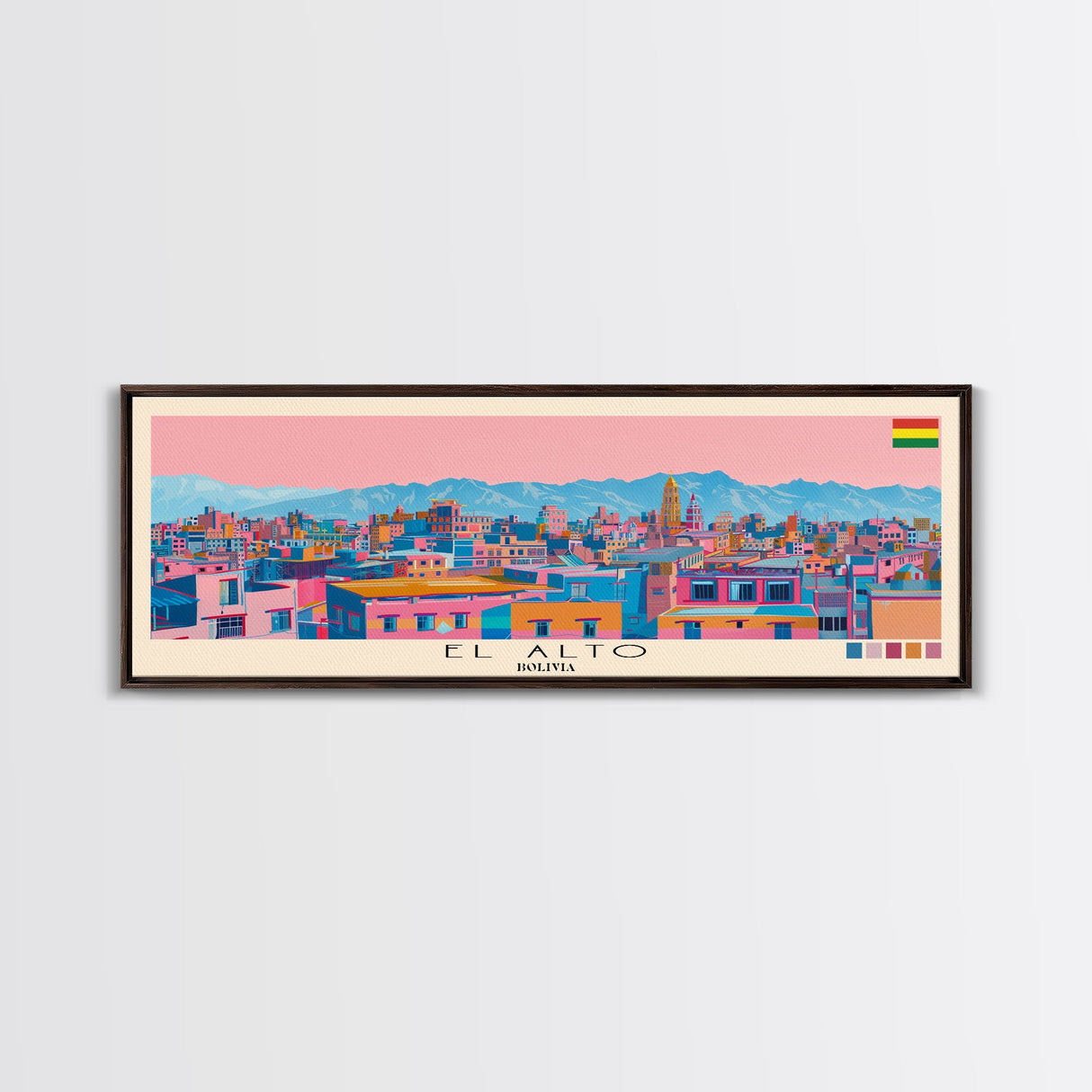 El Alto, Bolivia Panoramic Canvas Print, El Alto, Bolivia Painting, Bolivia Art, El Alto Travel Poster, Travel Art, Housewarming Gift