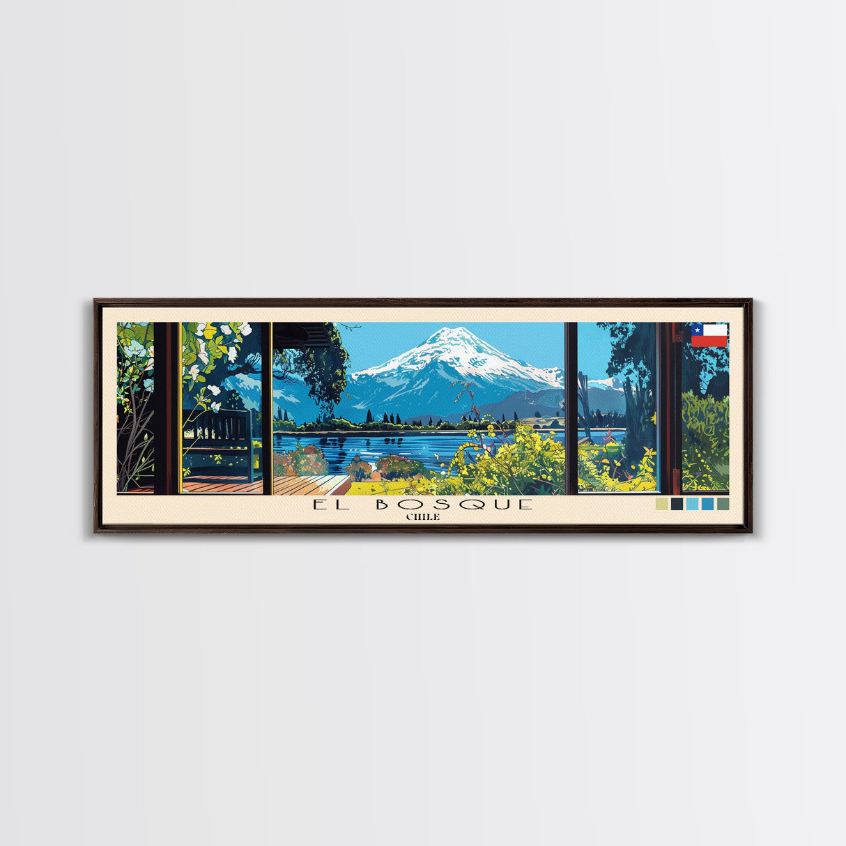 El Bosque, Chile Panoramic Canvas Print, El Bosque, Chile Painting, Chile Art, El Bosque Travel Poster, Travel Art, Guest Room Painting