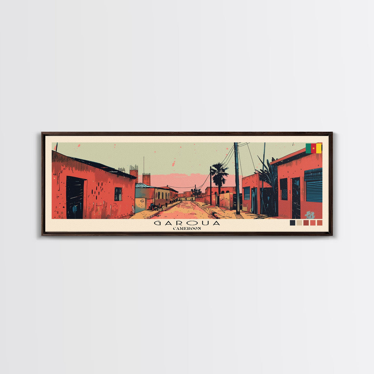 Garoua, Cameroon Panoramic Canvas Print, Garoua, Cameroon Painting, Cameroon Art, Garoua Travel Poster, Travel Art, Guest Room Painting