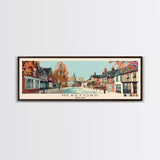 Hereford, England Panoramic Canvas Print, Hereford, England Painting, England Art, Hereford Travel Poster, Travel Art, Vacation Gift