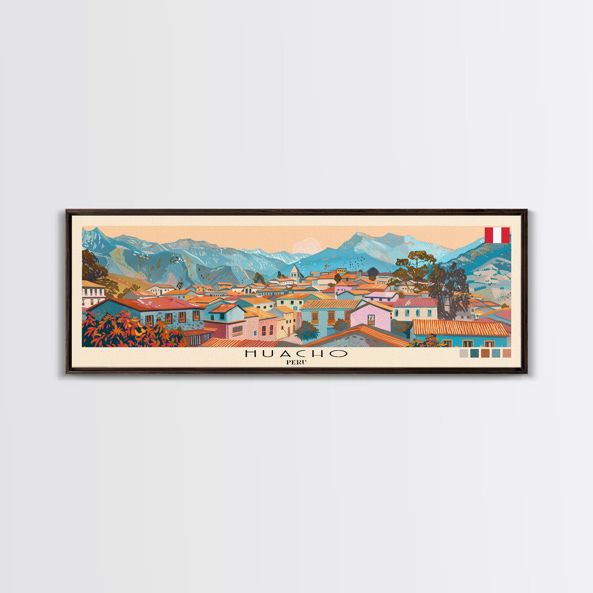 Huacho, Peru Panoramic Canvas Print, Huacho, Peru Painting, Peru Art, Huacho Travel Poster, Travel Art, Guest Room Painting