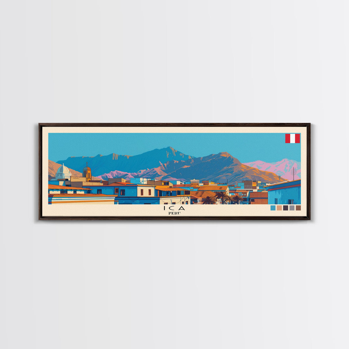 Ica, Peru Panoramic Canvas Print, Ica, Peru Painting, Peru Art, Ica Travel Poster, Travel Art, Guest Room Painting