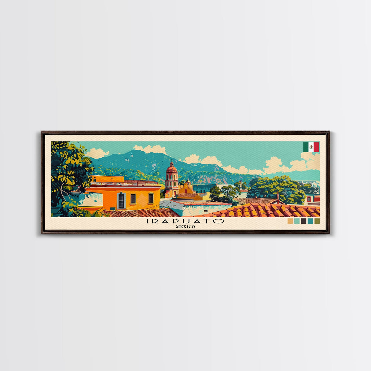 Irapuato, Mexico Panoramic Canvas Print, Irapuato, Mexico Painting, Mexico Art, Irapuato Travel Poster, Travel Art, Housewarming Gift