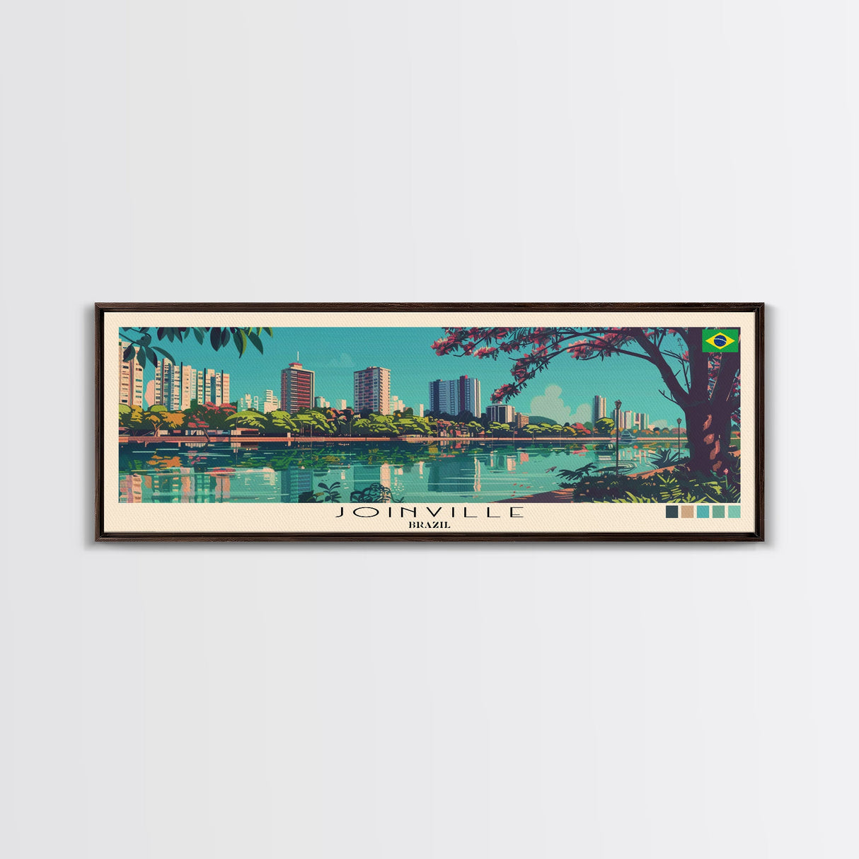 Joinville, Brazil Panoramic Canvas Print, Joinville, Brazil Painting, Brazil Art, Joinville Travel Poster, Travel Art, Guest Room Painting