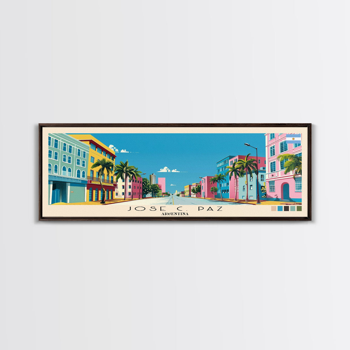 Jose C. Paz, Argentina Panoramic Canvas Print, Jose C. Paz, Argentina Painting, Argentina Art, Jose C. Paz Travel Poster, Travel Art, Vacation Gift