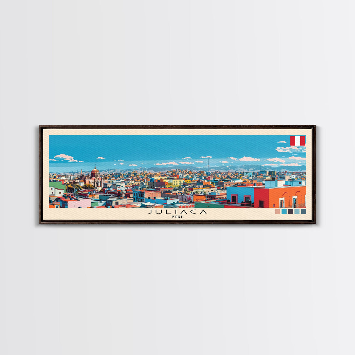 Juliaca, Peru Panoramic Canvas Print, Juliaca, Peru Painting, Peru Art, Juliaca Travel Poster, Travel Art, Guest Room Painting