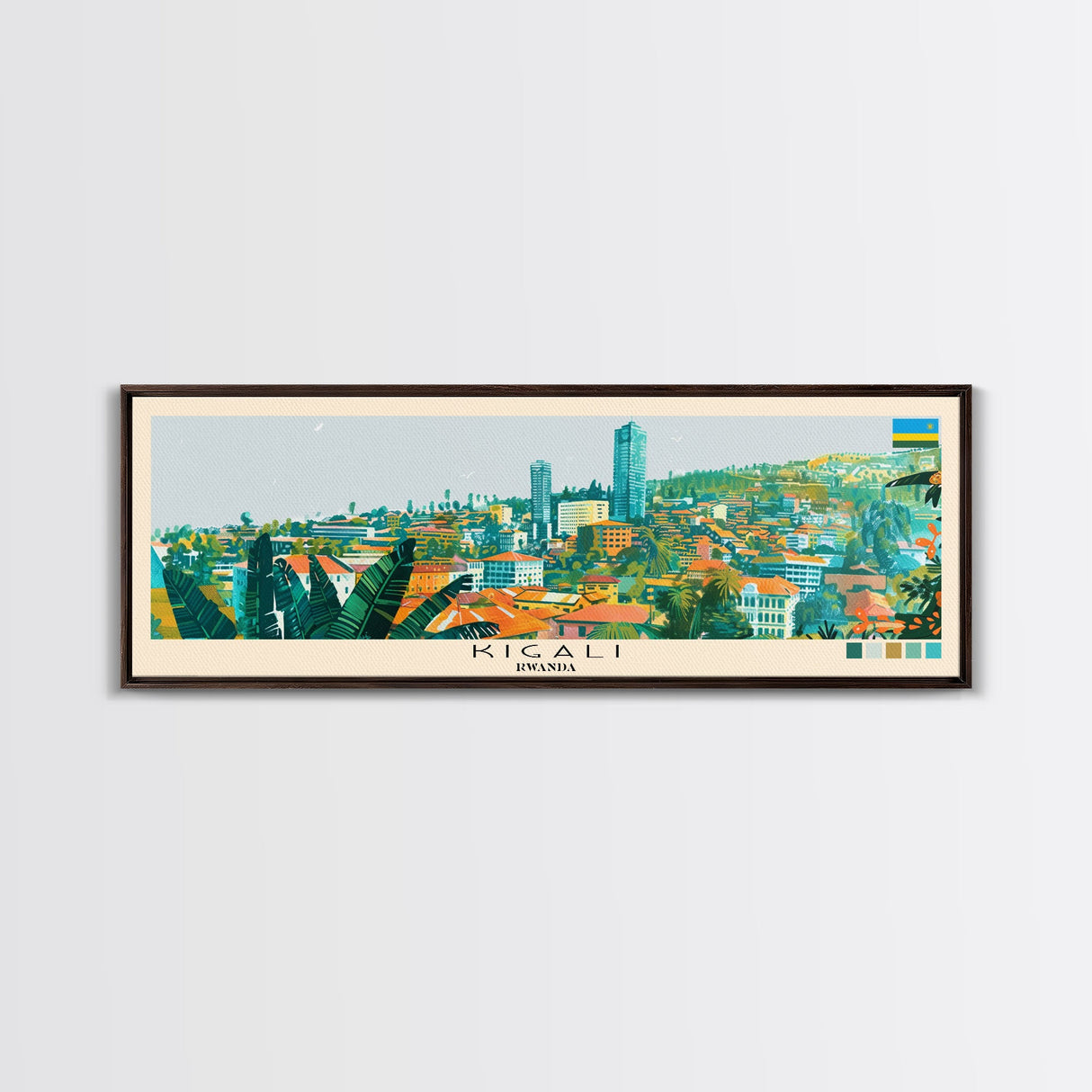 Kigali, Rwanda Panoramic Canvas Print, Kigali, Rwanda Painting, Rwanda Art, Kigali Travel Poster, Travel Art, Housewarming Gift