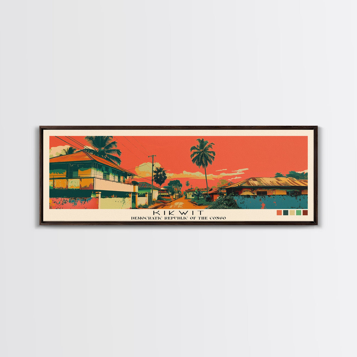 Kikwit, Congo Panoramic Canvas Print, Kikwit, Congo Painting, Congo Art, Kikwit Travel Poster, Travel Art, Guest Room Painting