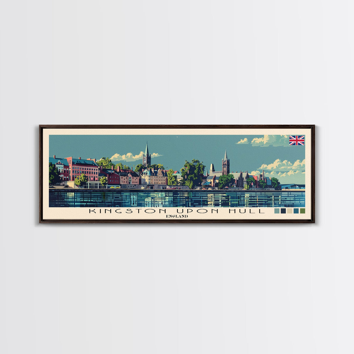 Kingston upon Hull, England Panoramic Canvas Print, Kingston upon Hull, England Painting, England Art, Kingston upon Hull Travel Poster, Travel Art, Housewarming Gift