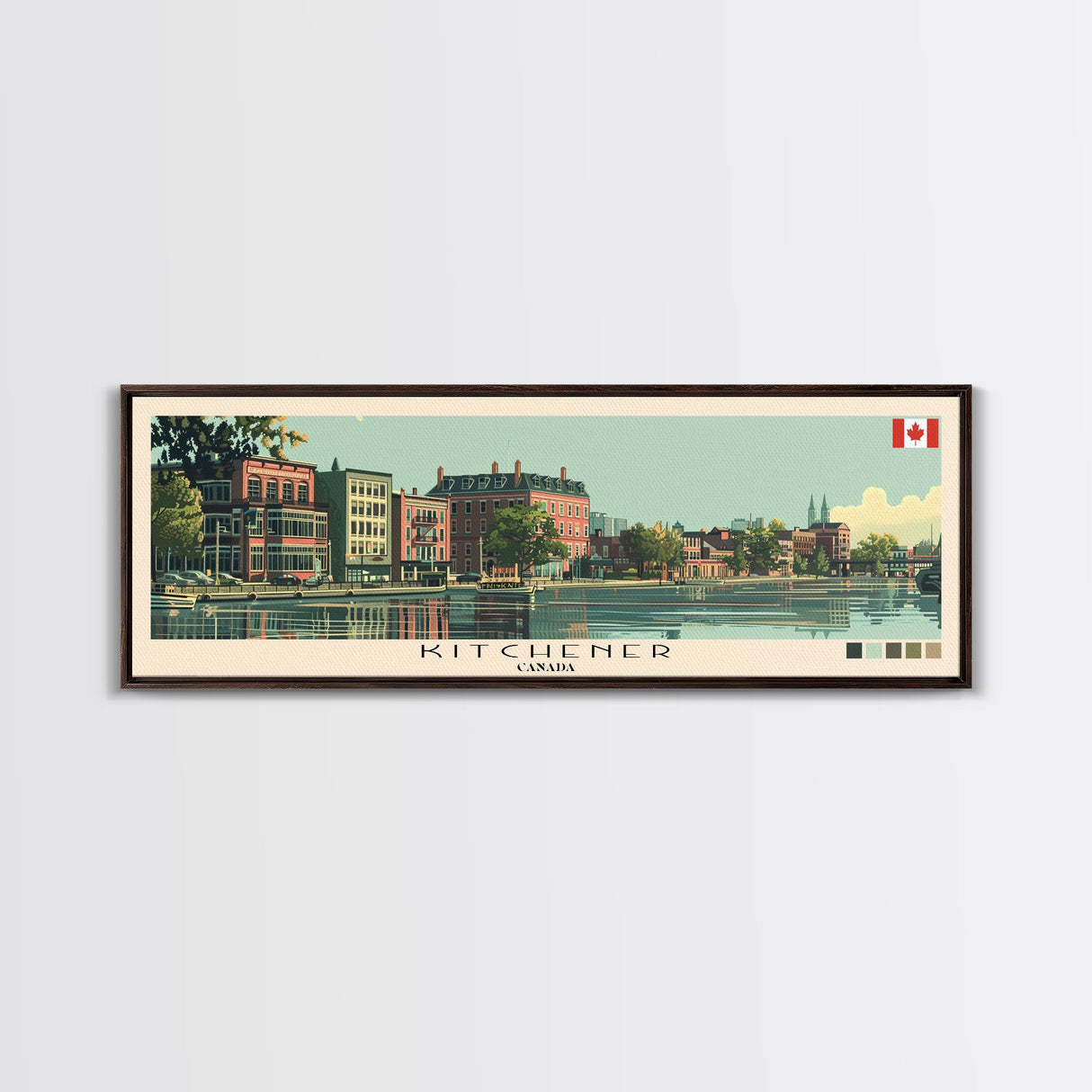 Kitchener, Canada Panoramic Canvas Print, Kitchener, Canada Painting, Canada Art, Kitchener Travel Poster, Travel Art, Housewarming Gift