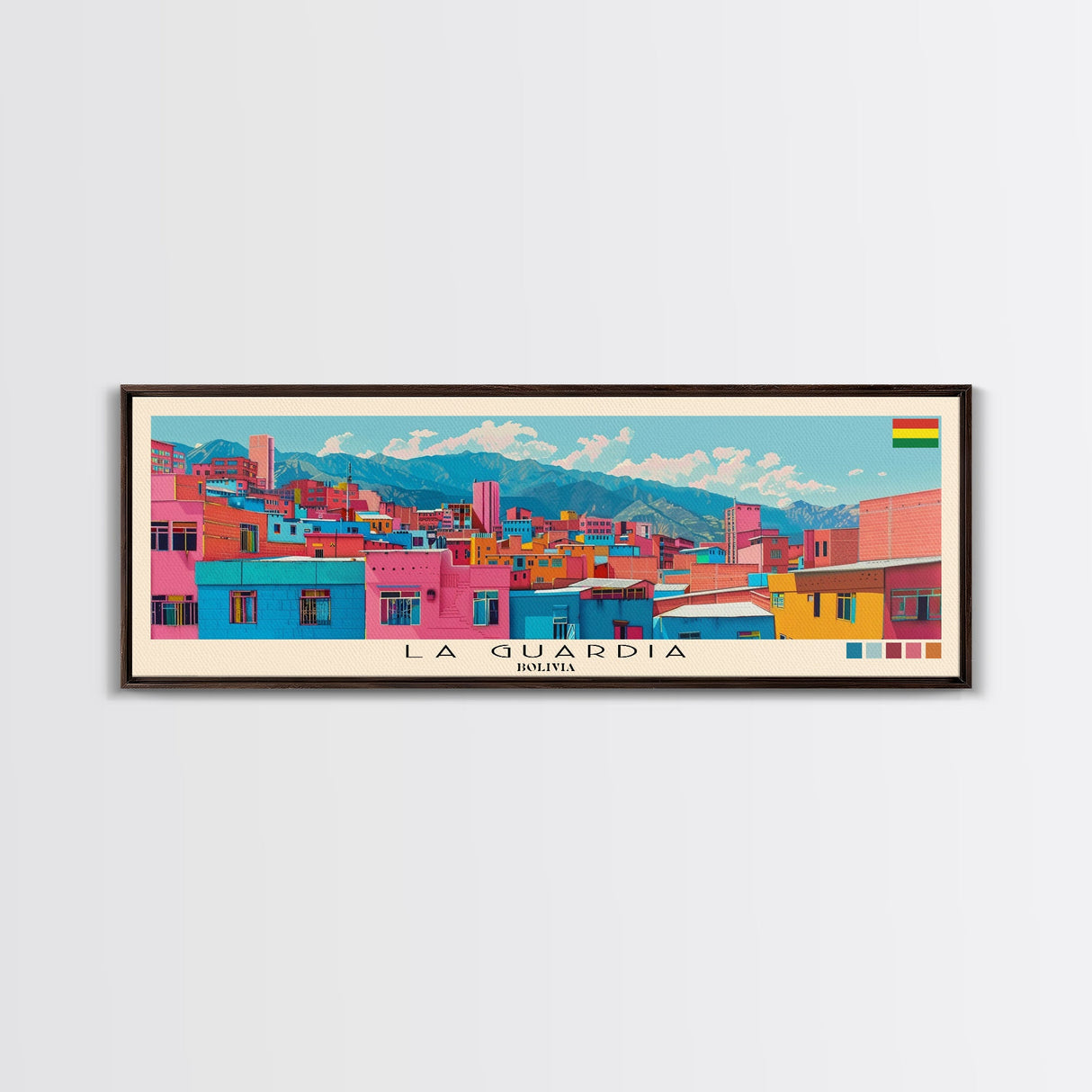 La Guardia, Bolivia Panoramic Canvas Print, La Guardia, Bolivia Painting, Bolivia Art, La Guardia Travel Poster, Travel Art, Guest Room Painting