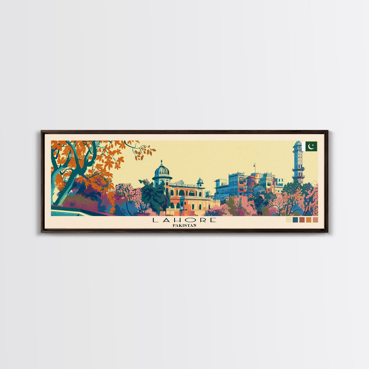 Lahore, Pakistan Panoramic Canvas Print, Lahore, Pakistan Painting, Pakistan Art, Lahore Travel Poster, Travel Art, Vacation Gift