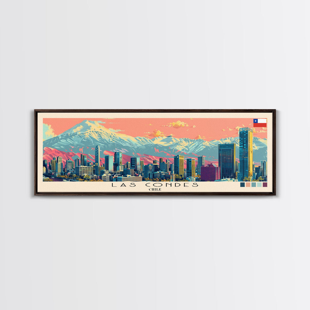 Las Condes, Chile Panoramic Canvas Print, Las Condes, Chile Painting, Chile Art, Las Condes Travel Poster, Travel Art, Guest Room Painting