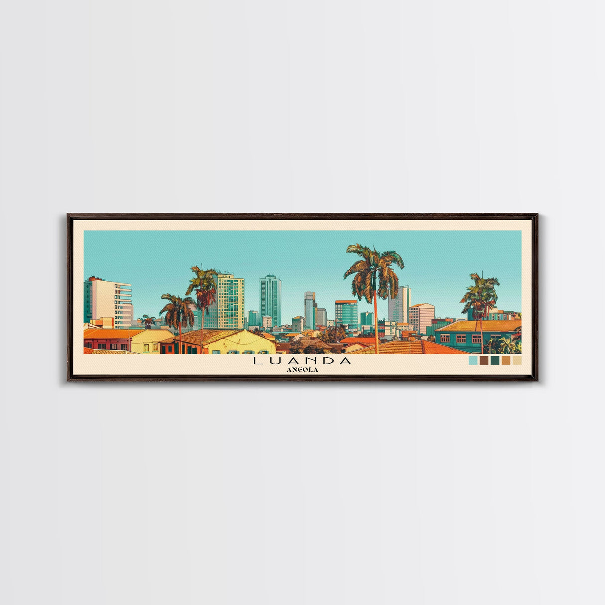 Luanda, Angola Panoramic Canvas Print, Luanda, Angola Painting, Angola Art, Luanda Travel Poster, Travel Art, Vacation Gift