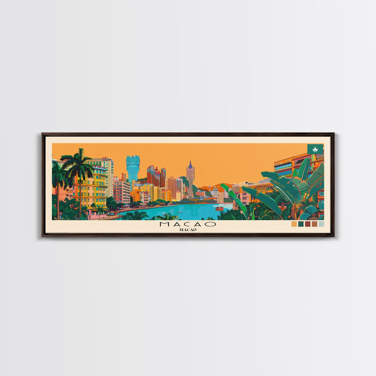 Macao, Macao Panoramic Canvas Print, Macao, Macao Painting, Macao Art, Macao Travel Poster, Travel Art, Living Room Painting