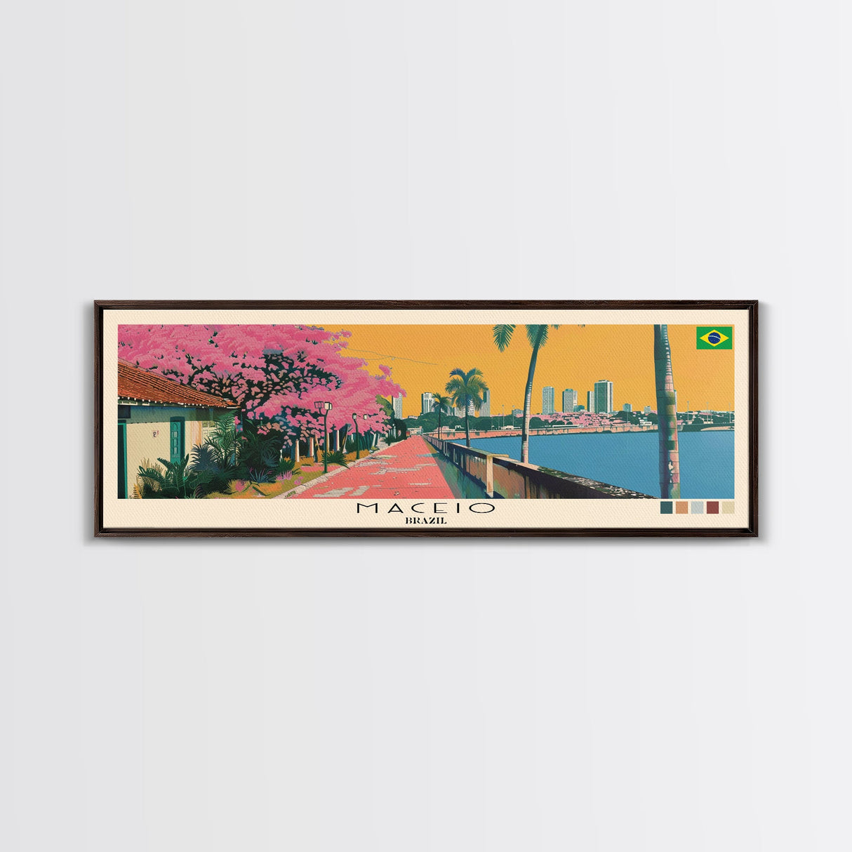 Maceio, Brazil Panoramic Canvas Print, Maceio, Brazil Painting, Brazil Art, Maceio Travel Poster, Travel Art, Housewarming Gift