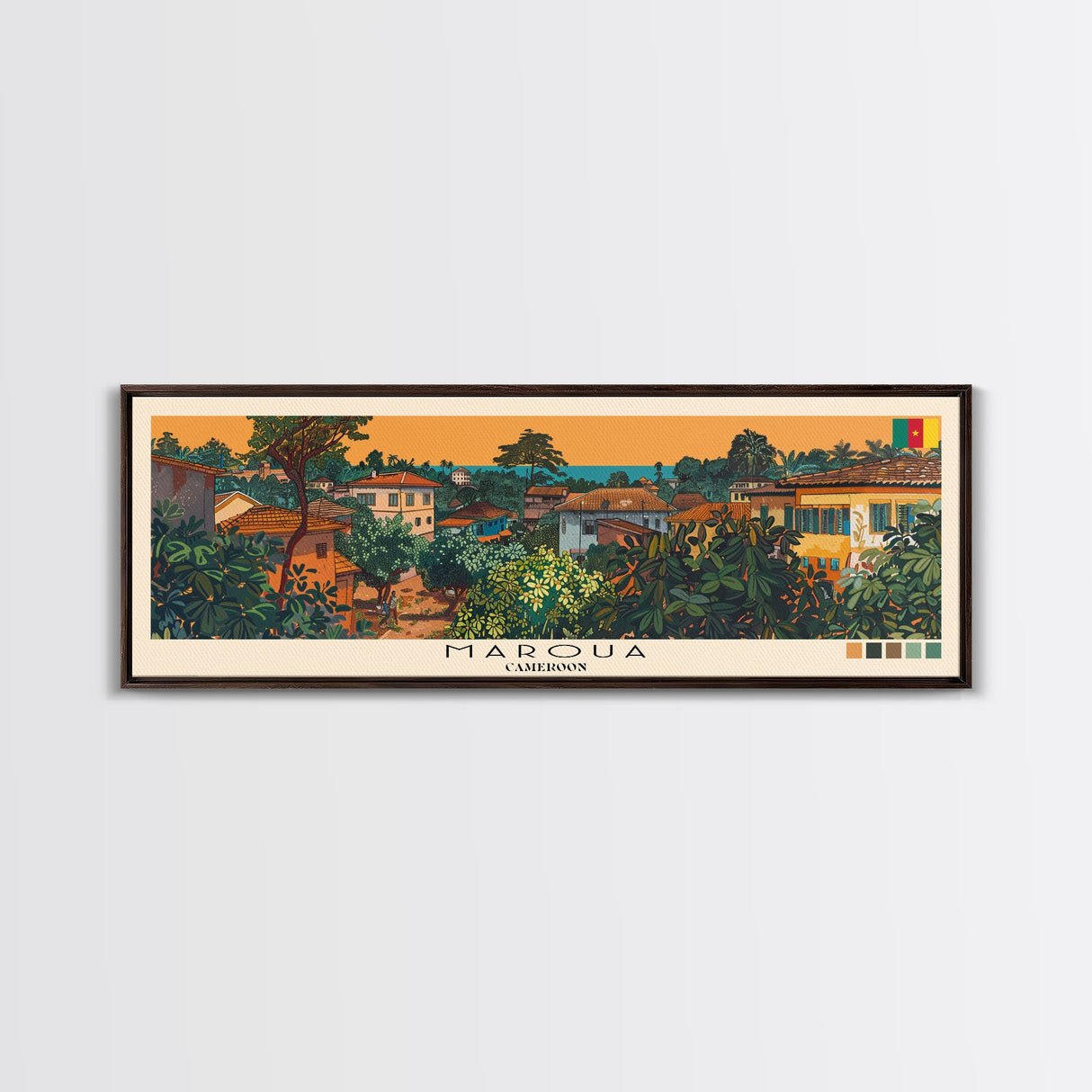 Maroua, Cameroon Panoramic Canvas Print, Maroua, Cameroon Painting, Cameroon Art, Maroua Travel Poster, Travel Art, Living Room Painting