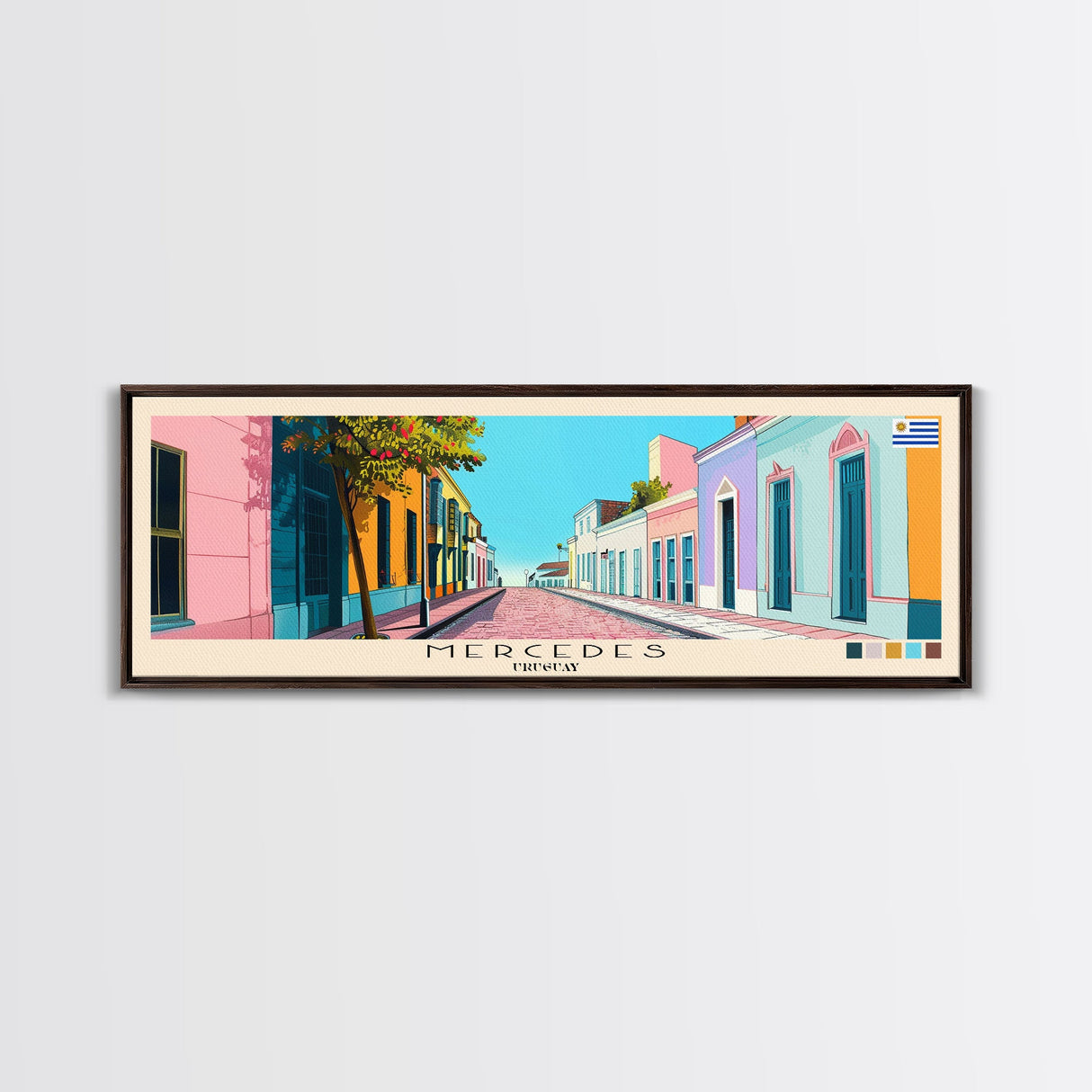 Mercedes, Uruguay Panoramic Canvas Print, Mercedes, Uruguay Painting, Uruguay Art, Mercedes Travel Poster, Travel Art, Living Room Painting