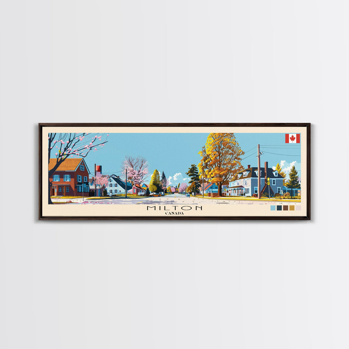 Milton, Canada Panoramic Canvas Print, Milton, Canada Painting, Canada Art, Milton Travel Poster, Travel Art, Living Room Painting