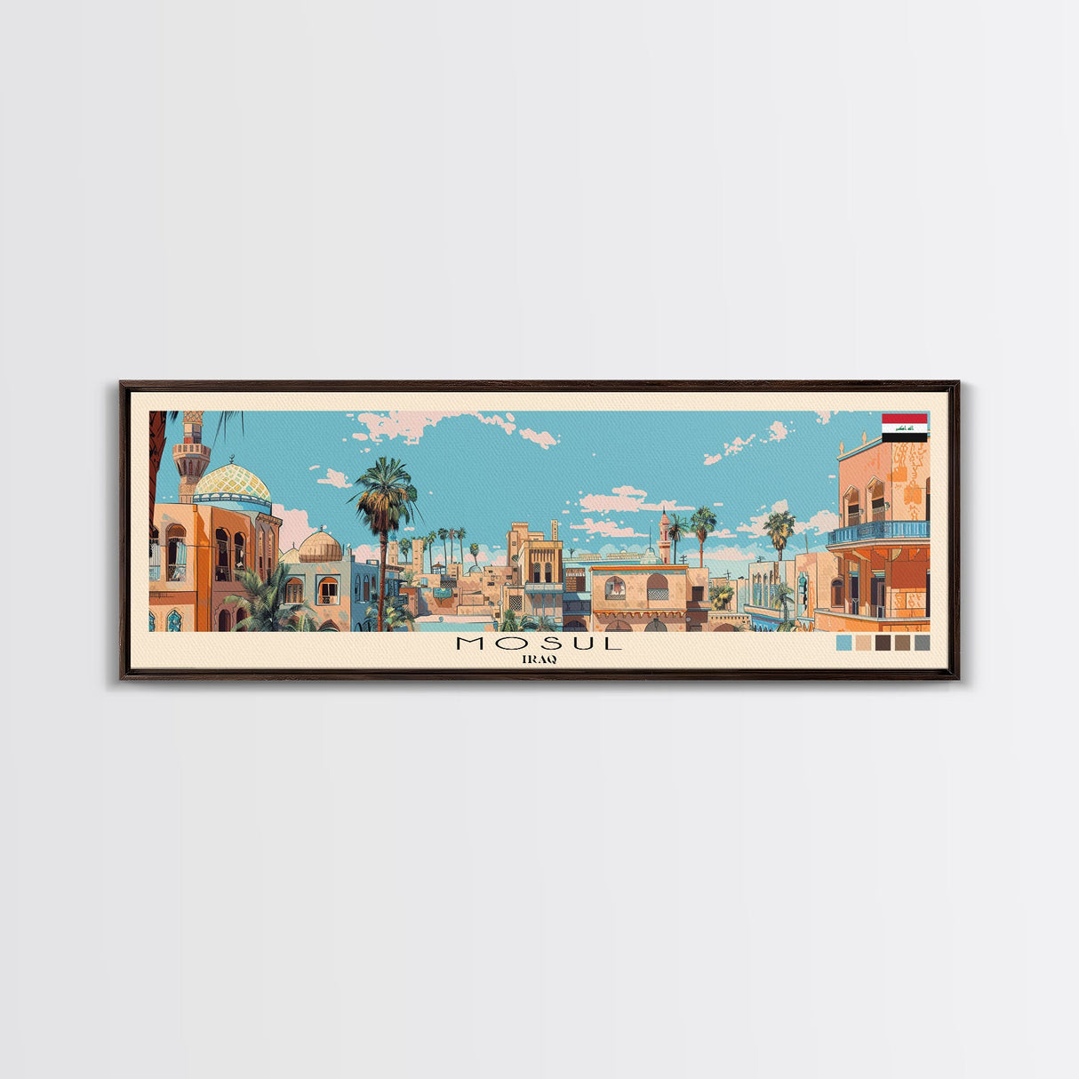 Mosul, Iraq Panoramic Canvas Print, Mosul, Iraq Painting, Iraq Art, Mosul Travel Poster, Travel Art, Housewarming Gift