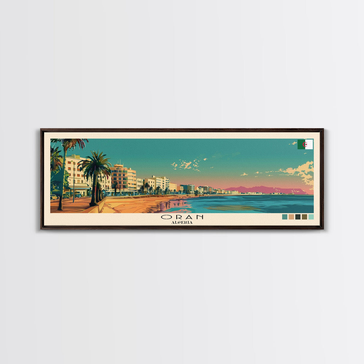 Oran, Algeria Panoramic Canvas Print, Oran, Algeria Painting, Algeria Art, Oran Travel Poster, Travel Art, Guest Room Painting