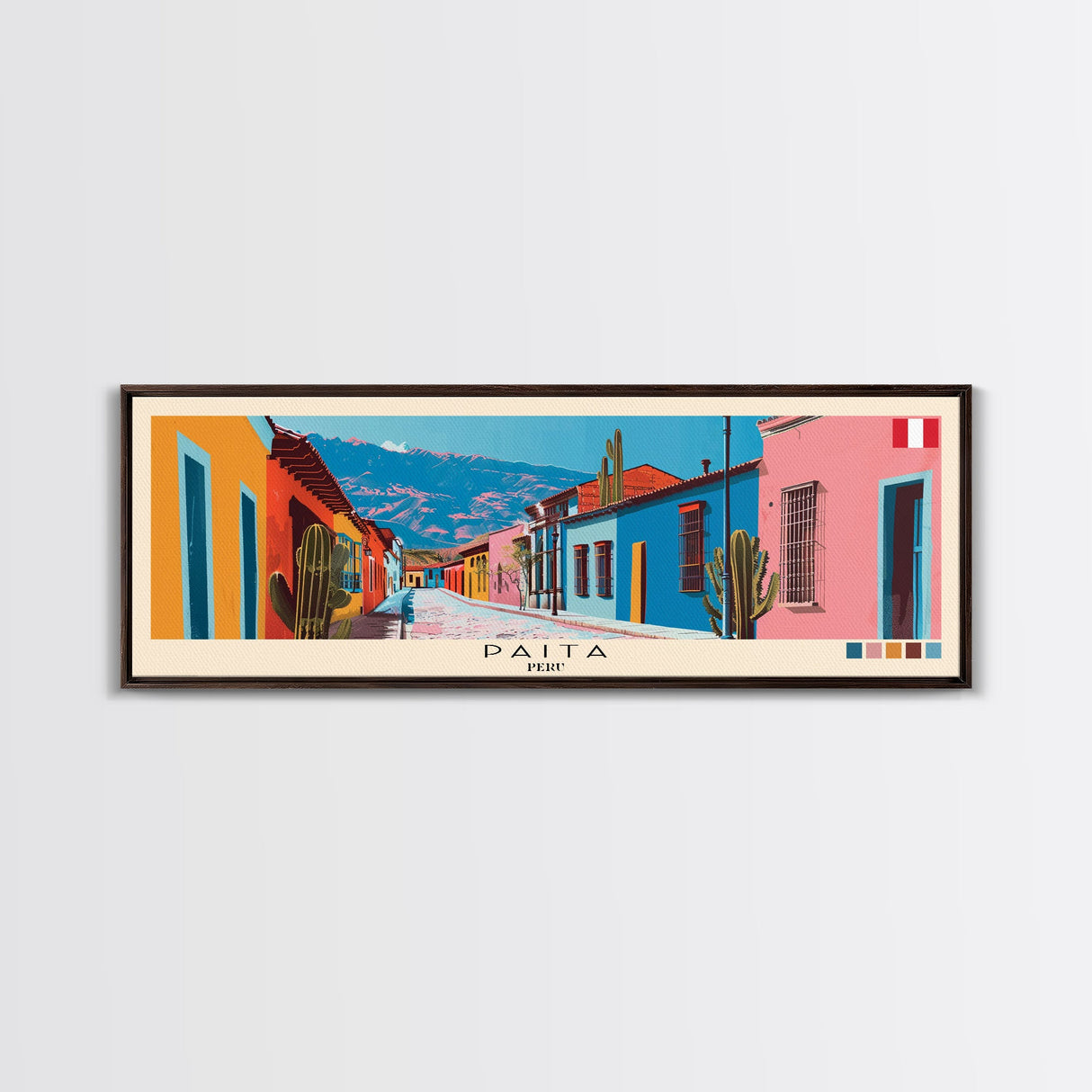 Paita, Peru Panoramic Canvas Print, Paita, Peru Painting, Peru Art, Paita Travel Poster, Travel Art, Guest Room Painting