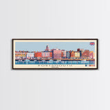 Portsmouth, England Panoramic Canvas Print, Portsmouth, England Painting, England Art, Portsmouth Travel Poster, Travel Art, Vacation Gift