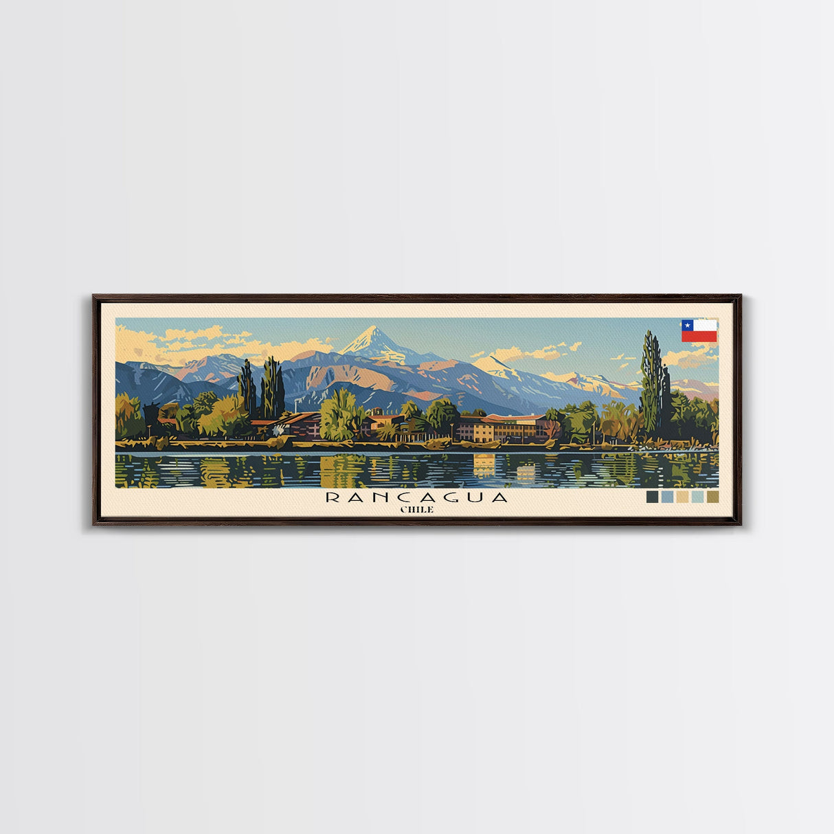 Rancagua, Chile Panoramic Canvas Print, Rancagua, Chile Painting, Chile Art, Rancagua Travel Poster, Travel Art, Guest Room Painting