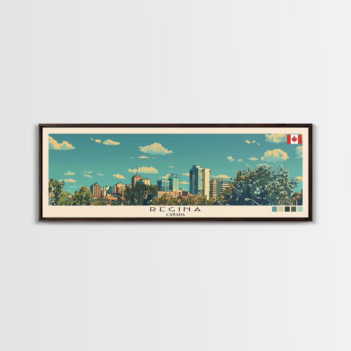 Regina, Canada Panoramic Canvas Print, Regina, Canada Painting, Canada Art, Regina Travel Poster, Travel Art, Housewarming Gift