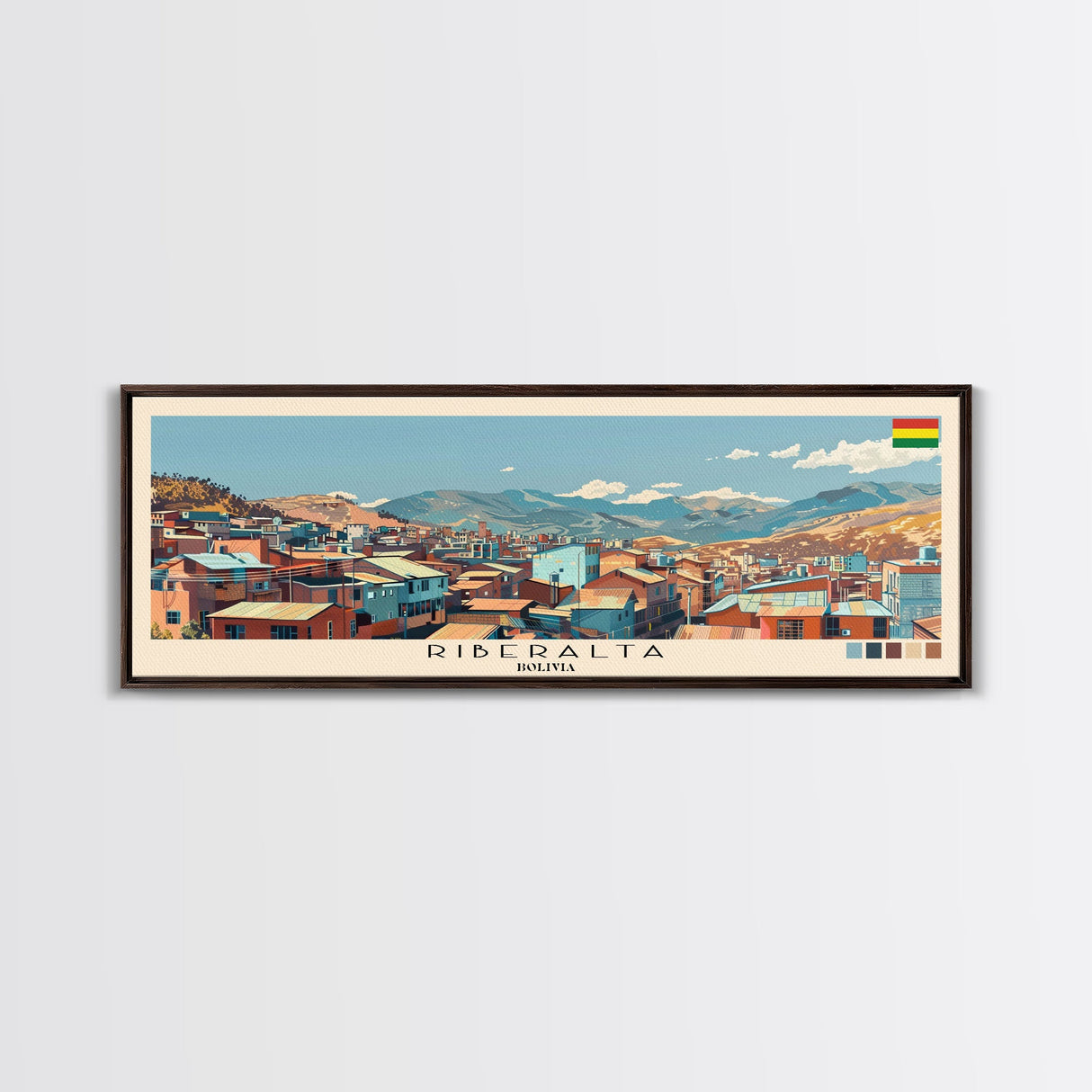 Riberalta, Bolivia Panoramic Canvas Print, Riberalta, Bolivia Painting, Bolivia Art, Riberalta Travel Poster, Travel Art, Living Room Painting