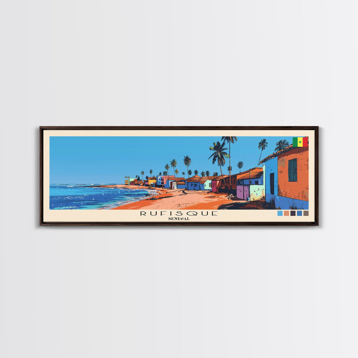 Rufisque, Senegal Panoramic Canvas Print, Rufisque, Senegal Painting, Senegal Art, Rufisque Travel Poster, Travel Art, Guest Room Painting